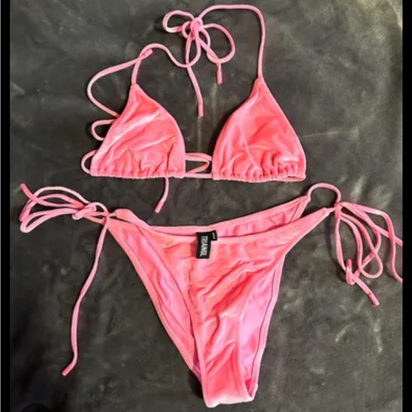 Triangl Vinca Momo Side-Tie Bikini in Velvet Pink - Picture 1 of 7